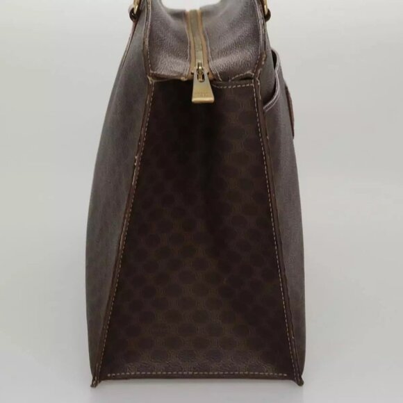 CELINE Macadam Canvas Hand Bag PVC Leather Brown Gold Auth - Picture 5 of 16